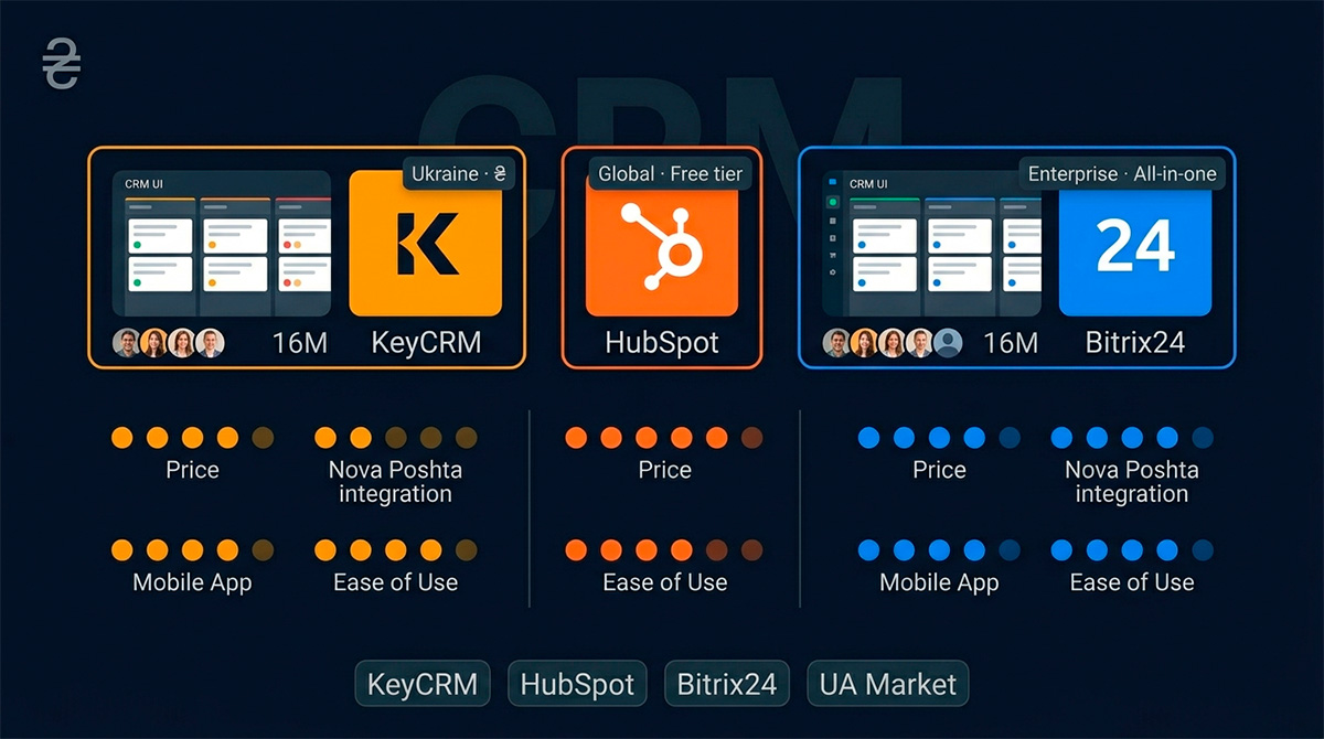 CRM для українського бізнесу: порівняння KeyCRM, HubSpot, Bitrix24